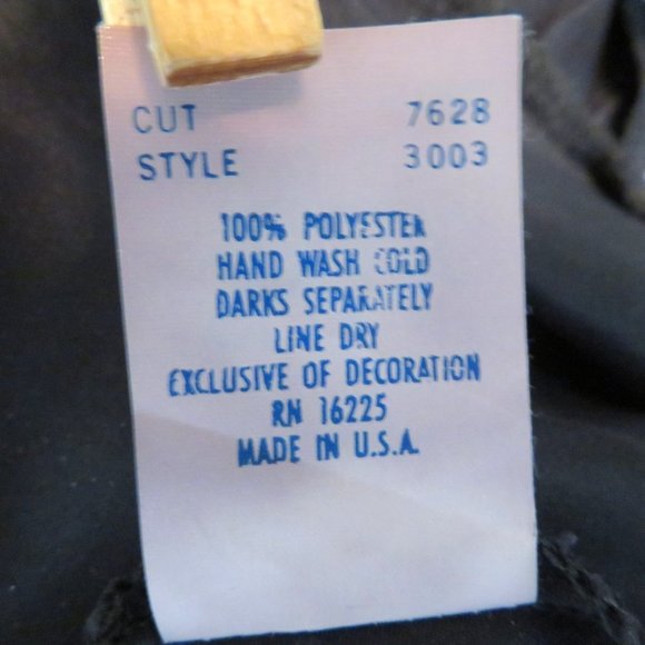 Vintage Shirley of Hollywood Knee Length Satin Slip Nightgown L Black Embroidery - Picture 9 of 12